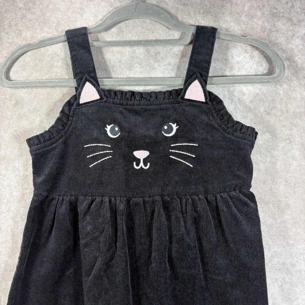 Gymboree Black Cat Dress‎ Girls 7 Corduroy Jumper Pinafore Embroidered Novelty